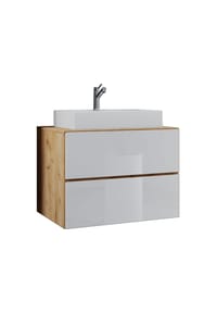 VCM. - 2-tlg. Waschplatz Waschtisch | Waschbecken Unterschrank Breite 80 cm | Badmöbel Set mit Schubladen | Lendas - Anthrazit