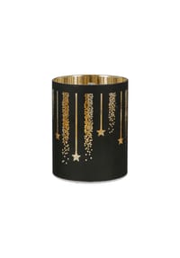 GILDE - Dekoobjekt LED-Leuchter Sternenregen, mit Timer, Glas, Schwarz / Gold, H 13 cm - schwarz