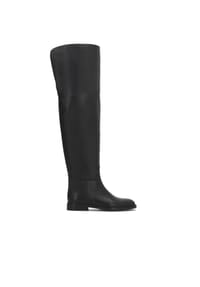 Kazar - Overknees-Stiefel aus Leder mit flacher Sohle - Schwarz