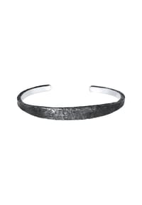 KUZZOÍ - Armband Herren Armreif Handgefertigt Used Look 925 Silber - Grau