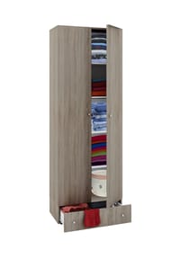 VCM. - Holz Kleiderschrank | 5 Fächer mit Schublade | 2 Drehtüren | Maße ca. B. 70 x  H. 196 x T. 40 cm – Vandol S - Buche