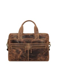 GREEN BURRY Vintage - Vintage Aktentasche Leder 38 cm Laptopfach - brown