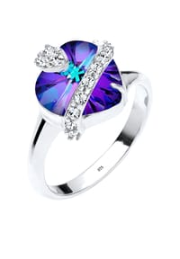 elli. - Ring Herz Glamourös 925 Silber, Mit Kristallen Von Swarovski® - Violett