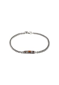 HAZE & GLORY - Armband Tigerauge Quarz Braun Panzerkette 925 Sterling Silber - Silber