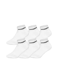 HUDDLE® - Unisex Quarter-Socken, 6er Pack - Basic, Logo, Quarter, Sportsocken, einfarbig - Weiß