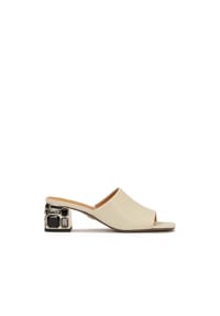 kazar - Elegante Pantoletten auf einem mit Steinen verzierten Absatz - Beige