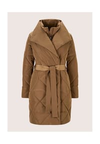 MADELEINE - Rauten-Steppmantel mit Bindegürtel - khaki