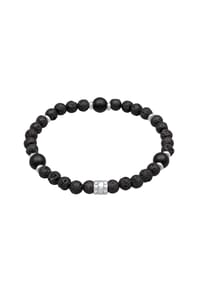 KUZZOÍ - Armband Herren Onyx Schwarz Vintage 925 Silber Oxidiert - Schwarz