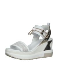 NeroGiardini - Lederimitat/Textil Sandalen - Weiß/Gold