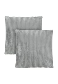 Aspero® - 2 Kissenbezüge aus Streifen-Flanell 45 x 45 cm Zarate - Dunkelgrau