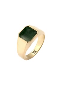 KUZZOÍ - Ring Siegelring Emaille Grün 925 Sterling Silber - Gold