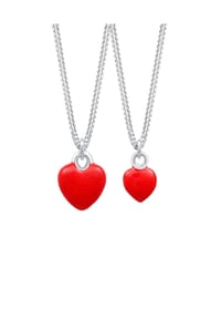 elli. - Halskette Set Herz Mutter Kind Liebe Emaille 925 Silber - Rot