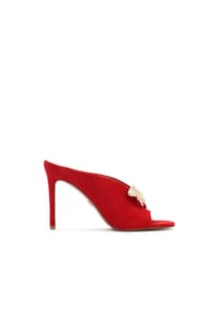 Kazar - Rote Wildleder-Flip-Flops mit Zierbrosche - Rot