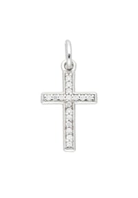 Adelia's - Damen & Herren 925 Silber Kreuz Anhänger mit Zirkonia - silber
