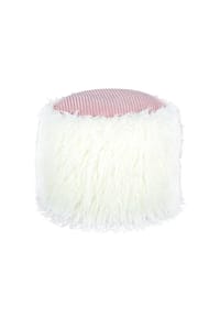 Kayoom - Sitzkissen Fellpouf Bobtail 125 - weiß - rosa