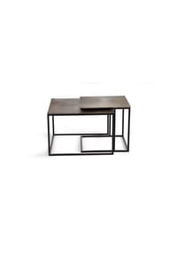 GINER & COLOMER - Großer Couchtisch aus Bronze, 62 cm; kleiner Couchtisch, 46 cm, Vintage-Industrie-Stil – 41 x 62 x 62 cm - Braun