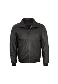 bugatti - Herren Lederjacke Weste Fellkragen Lammnappa schwarz - schwarz