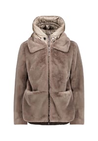 AMBER & JUNE - Plüschjacke mit abnehmbarem Westenteil - 7334 DUSTY BROWN