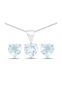 caї - Schmuck-Set 925/- Sterling Silber 3 Blautopas beh. 2,4 ct. - weiß