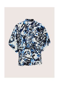 MADELEINE - Oversized-Bluse mit Rüschen - weiß / marine