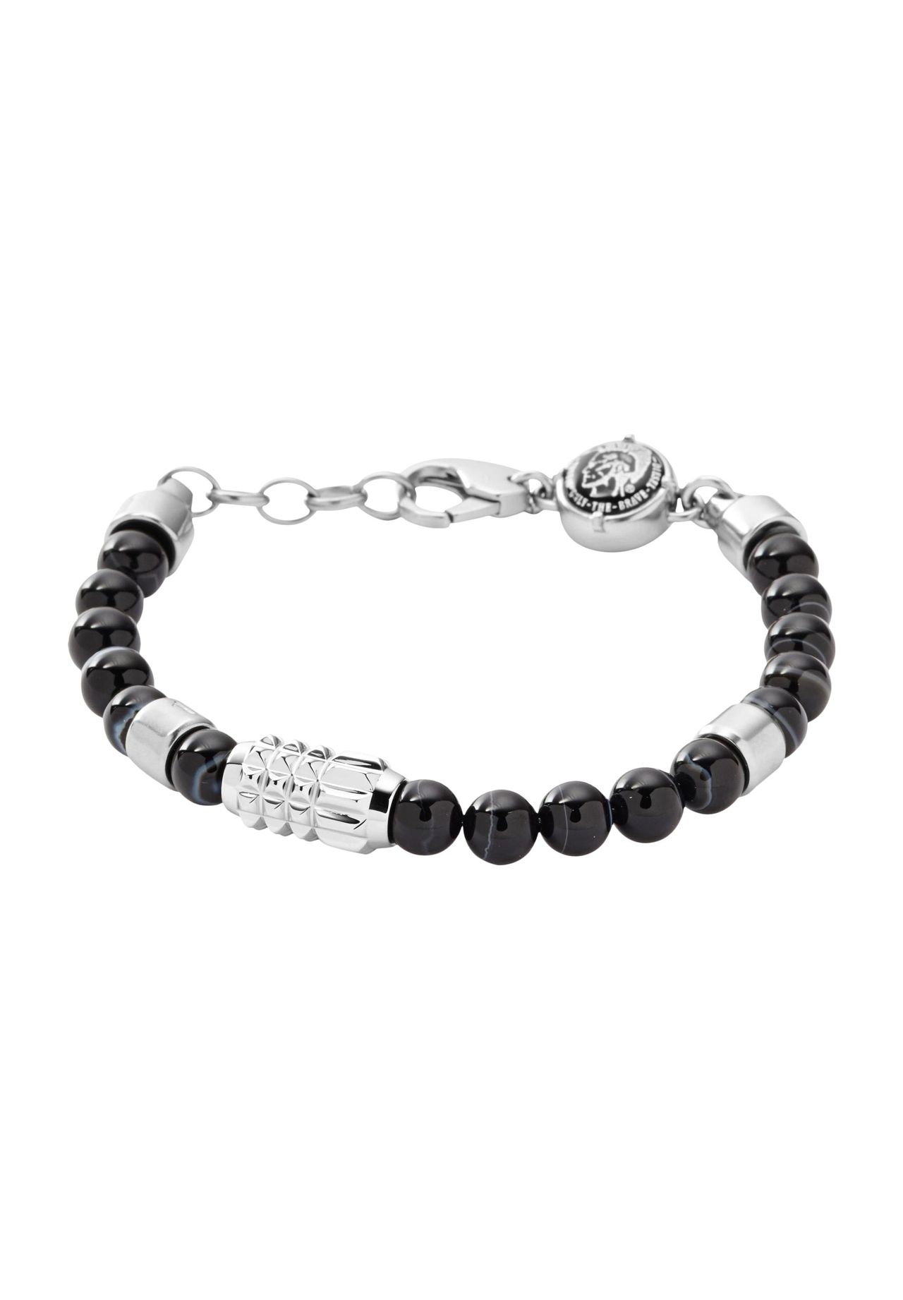 Diesel® Herren Armband "DX0847040", Edelstahl Mit Achat, Silber/Schwarz