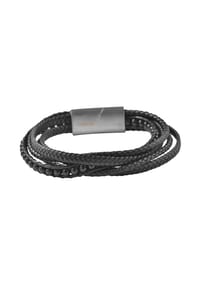 Adelia's Bold Style - Armband – Lederarmband aus Leder mit Onyx 19 cm - schwarz