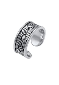 KUZZOÍ - Ring Herren Bandring Ornament Design Offen 925 Silber - Gold