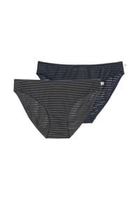 Marc O'Polo - Slip 2er Pack Second Skin Jacquard - Creme / dunkelblau
