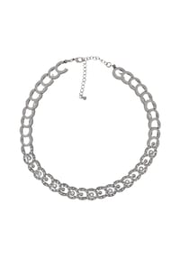 Steuer Modeschmuck - Halskette Metall 9 Glasstein - Silbergrau