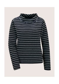 MADELEINE - Ringelshirt mit Paillettenband - marine / wollweiß