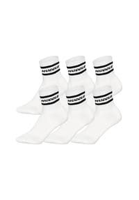 HUDDLE® - Unisex Socken, 6er Pack - Streifen, Logo, Short Crew, Sportsocken, einfarbig - Schwarz
