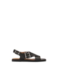 kazar - Schwarze Sandalen mit flacher Sohle und breiten Riemen - Schwarz