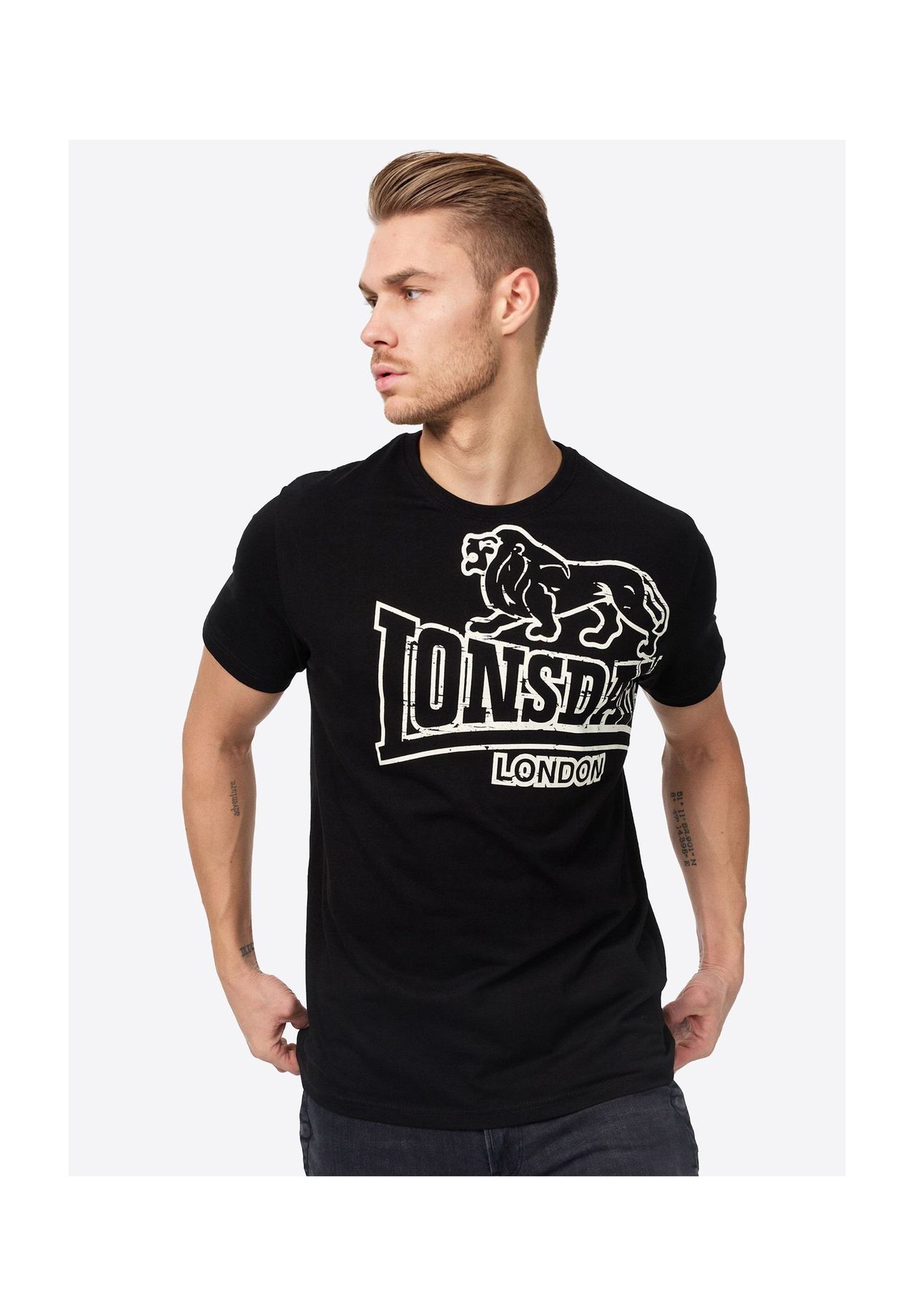Lonsdale Herren Otterston T-Shirt – 100 % Baumwolle, Regular Fit, Logo-Print