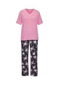 LASCANA - Schlafanzug Luxorious Nights, V-Ausschnitt, für Damen - 30964 ROSE AOP