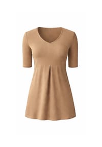 CAROLIN RICK - Longshirt mit Kellerfalte an vorderer Mitte - Cognac