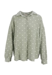 Seasons of April - Bluse LIYA MUSSELIN HERZ OVERSIZED Damen Herz Musselinbluse | 100% Baumwolle | S/M & L/XL - Beige Schwarz