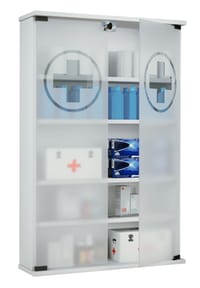 VCM. - Medizinschrank | Maße ca. H. 91 x B. 60 x T. 17 cm | Apothekerschrank abschließbar mit zwei Drehtüren | Arzneischrank - Honula - Weiß