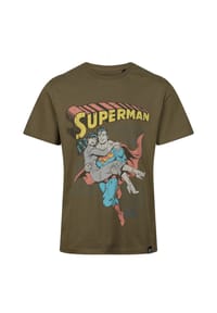 RE:COVERED - T-Shirt Superman Comic Graphic mit coolem Superman-Print im Comic-Stil - Khaki
