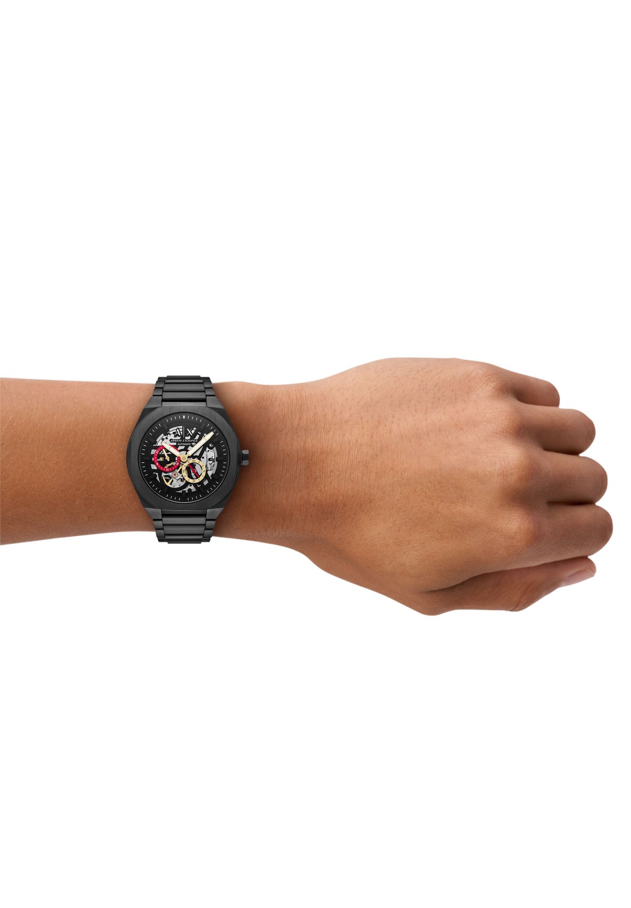 Armani Exchange Herrenuhr Sync Automatik Edelstahl Schwarz, AX4196, Schwarz, 99