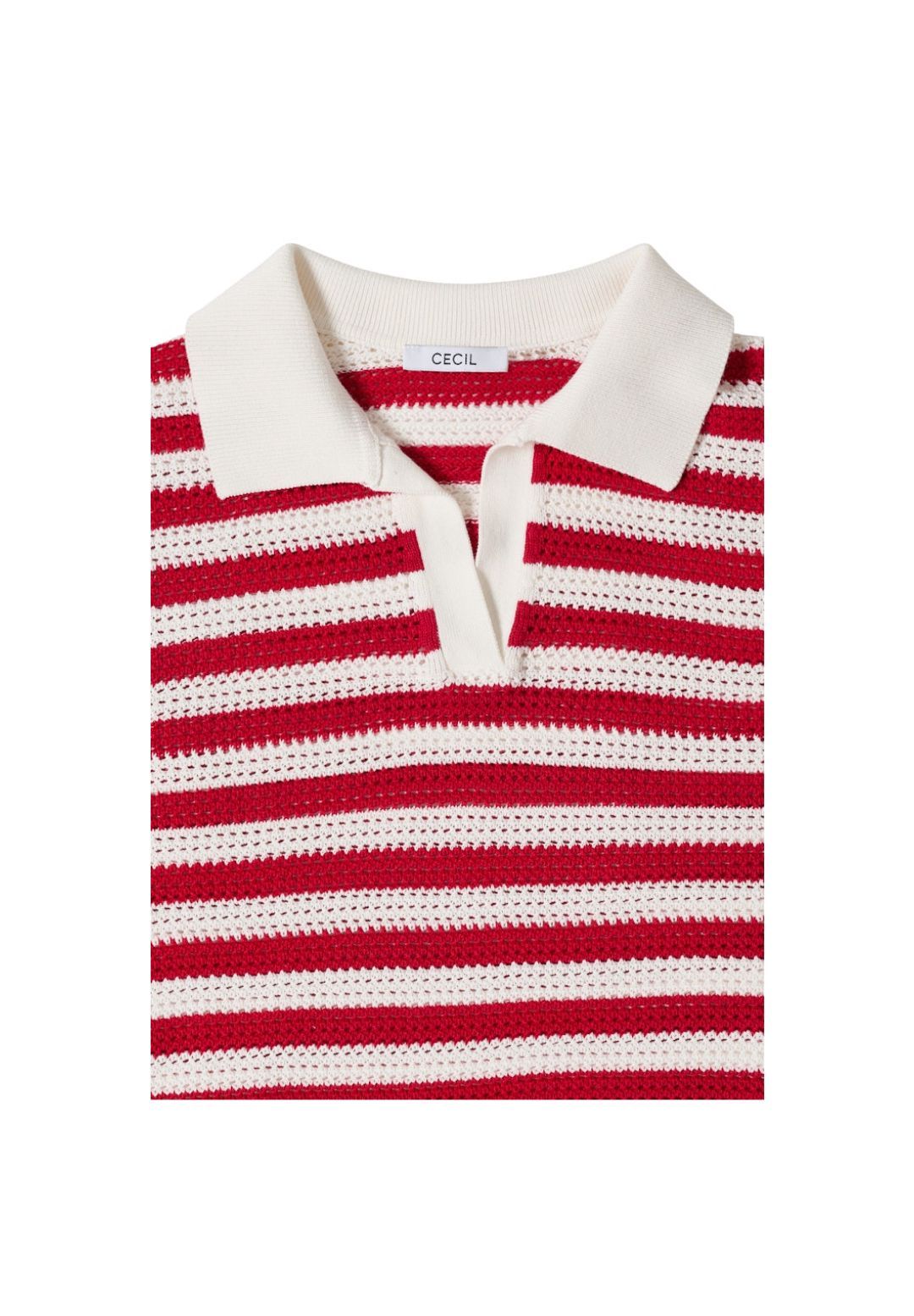 Cecil Poloshirt, Baumwolle, FüR Damen, Rot|Weiß, L