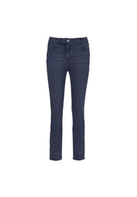 GOLDNER - Jeanshose mit Stickerei am Saum - mittelblau