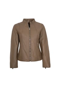 JILANI - Damen Lederjacke Lammnappa grau-braun - grau-braun