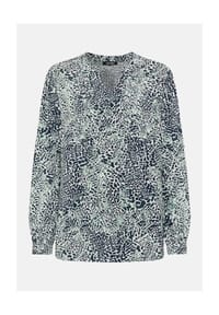 olsen - Bluse mit Allover-Dessin und Tunika-Ausschnitt - True Navy