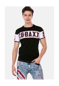 CIPO & BAXX® - T-Shirt modischer Markenprint als Highlight - BLACK