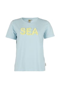 ROADSIGN® australia - Damen T-Shirt Sea Breeze mit dekorativer Applikation, aus elastischer Baumwolle, angenehm zu tragen, perfekt für sommerliche Outfits - hellblau
