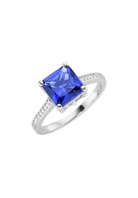 GIORGIO MARTELLO MILANO - Ring mit Zirkonia oder Kristallstein, Silber 925 - blau