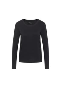 MUSTANG® - Damen Langarmshirt - Elly, Longsleeve, Regular Fit, Rundhals, Baumwolle - Schwarz