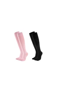 MUNADUNA - 2er-Pack Lange Yoga-/Pilates-Zehensocken Fitness-Socken,Baumwolle,Anti-Rutsch - Orange + Weiß