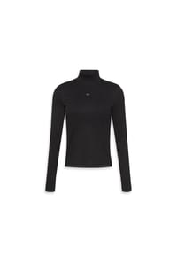 Calvin Klein Jeans - Langarmshirt, Label, Stehkragen, für Damen - 0 UB1 BLACK