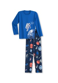 CALIDA - Kinder Pyjama aus reiner Bio-Baumwolle Kids Space - galaxy blue